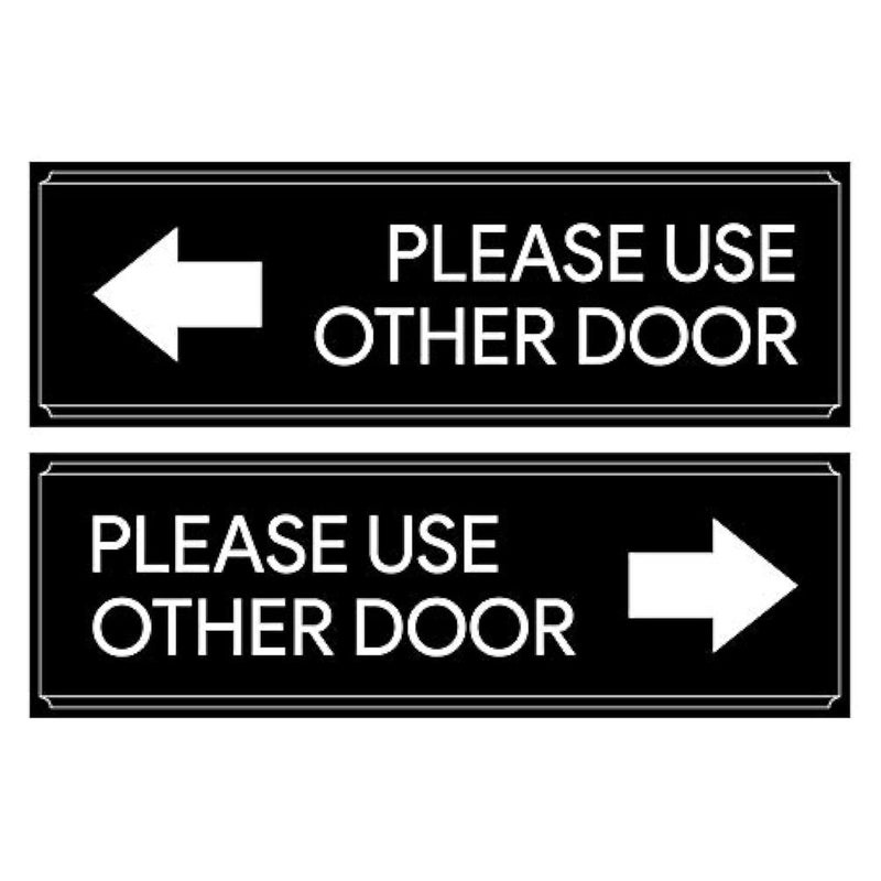BKS-Please Use Other Door Office Sign Stickers Pack of 2 - Self Adhesive Business Signs, Door Signs for Offices, Stores, Businesses and Shops,Peel & Stick